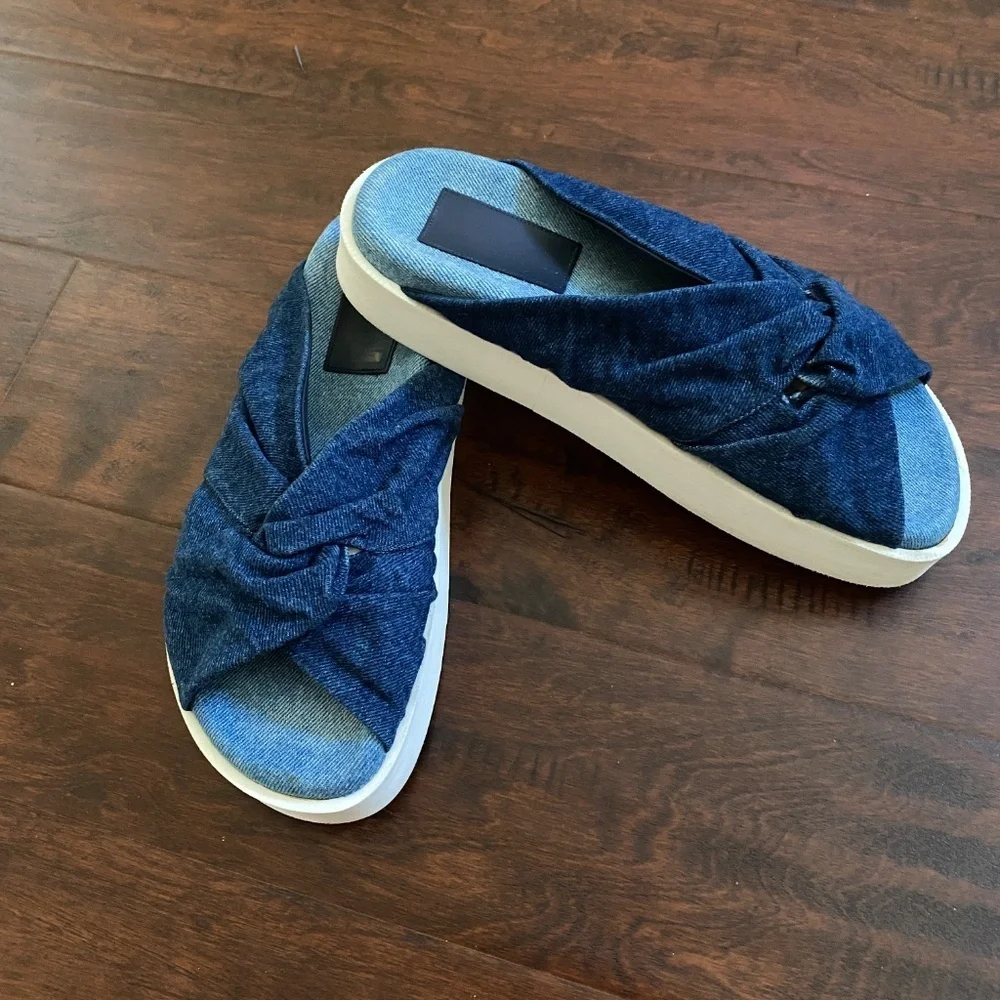 MSGM Blue Cloth Slide Sandals European Model Size 9 (EU 39)